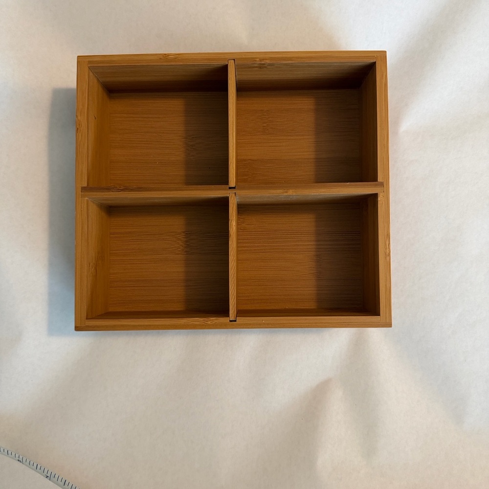 2 wooden box organizers for kitchen, office or other. 2-1/2” x 8-7/8” x 7-7:8”.